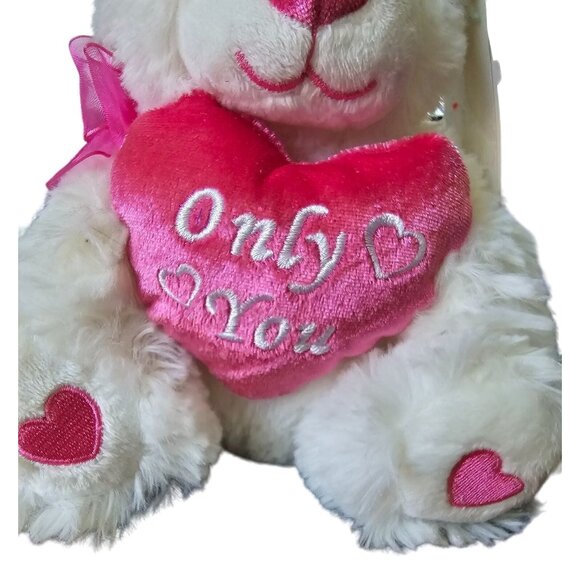 Walmart Teddy Bear Valentines White Pink Heart Only You 7" Plush Stuffed Animal - Picture 5 of 9